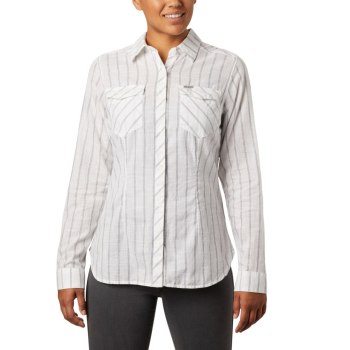 Columbia Camp Henry II Long Sleeve, Camisa Blancos Rayas Para Mujer | 861925-LYU